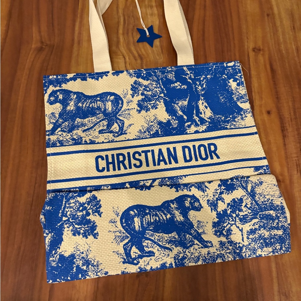 Dior GWP/Novelty Blue Dioriviera Straw Tote Bag